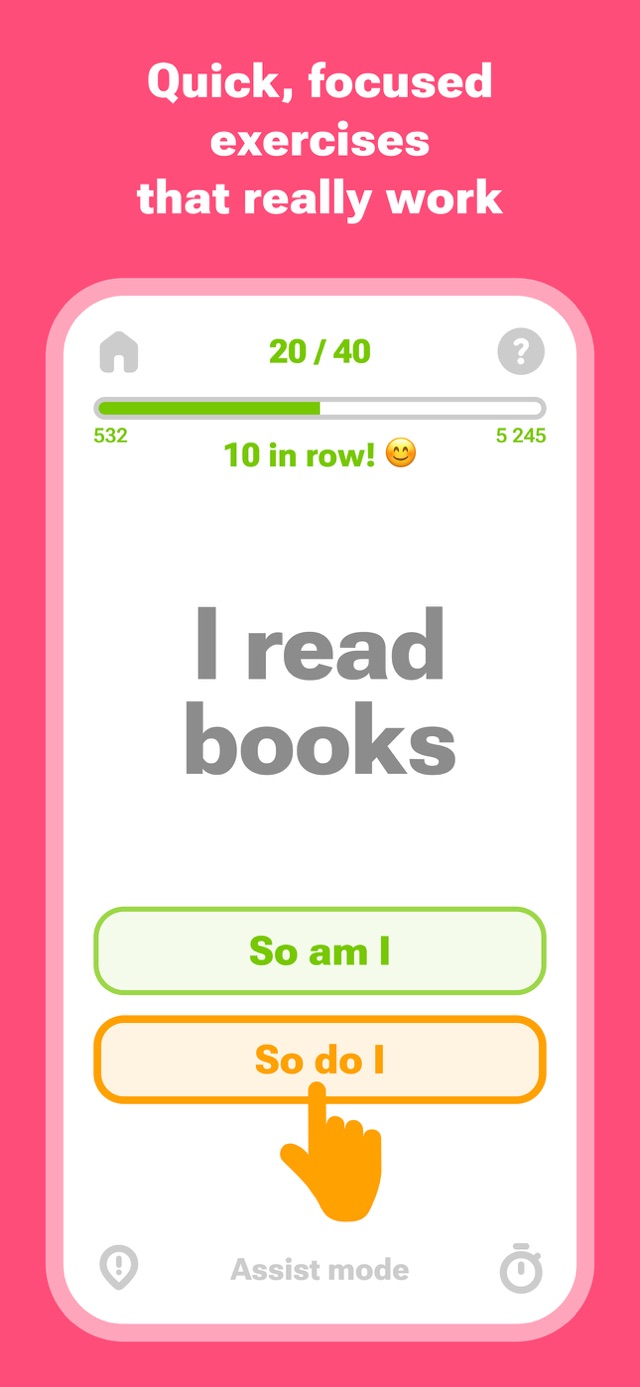 Engsy Assist mode — choosing between 'So am I' and 'So do I'